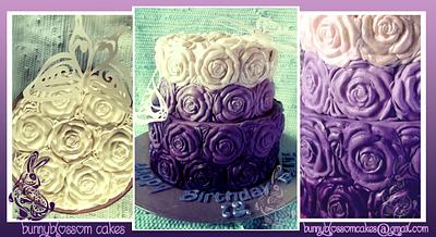 Purple rose ombre cake - Cake by BunnyBlossom