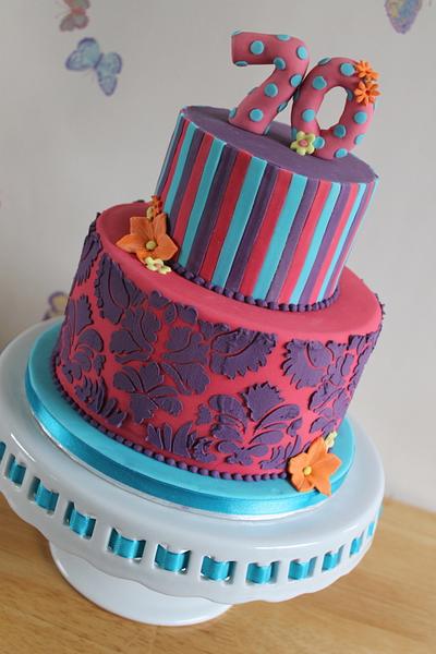 Bright and colourful 70th Cake - Cake by Zoe's Fancy Cakes