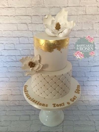 Gold Leaf & Sugar Magnolias - Cake by Babycakes & Roses Cakecraft