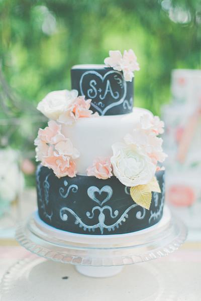 Romantic blackboard wedding cake  - Cake by Sharon, Sadie May Cakes 