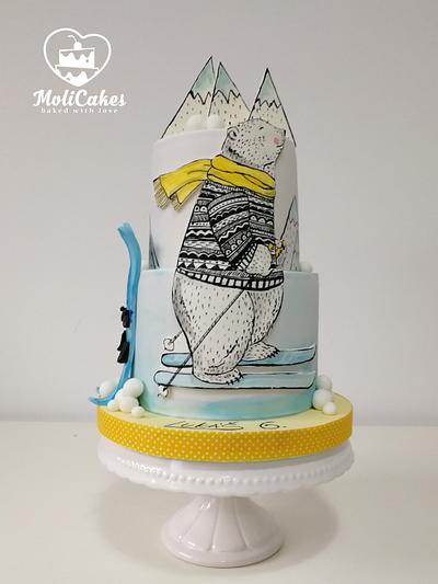 a bear skiing - Cake by MOLI Cakes
