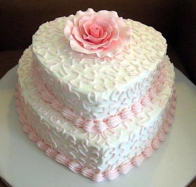 White & Pink Hearts - Cake by Christeena Dinehart