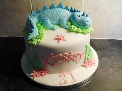 little blue dinosaur - Cake by Marie 2 U Cakes  on Facebook