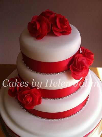 Red roses wedding cake - Cake by helen Jane Cake Design 
