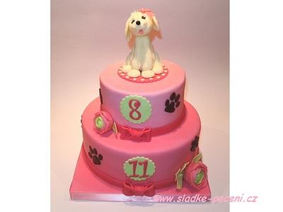 Pink cake with dog - Cake by Zdenka Michnova