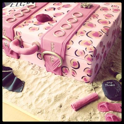 Leopard Print Pink Suitcase - Cake by Laura Lane