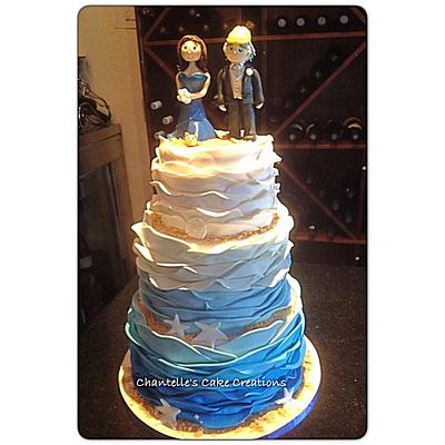 Beach ruffle wedding cake - Cake by Chantelle's Cake Creations