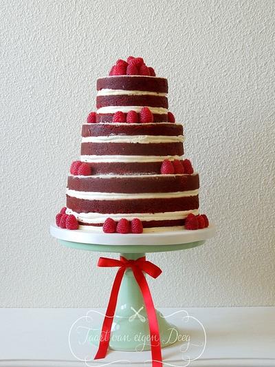 Red Velvet "naked wedding cake" - Cake by Taart van eigen Deeg
