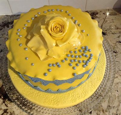 60th Yellow & Blue  - Cake by June ("Clarky's Cakes")