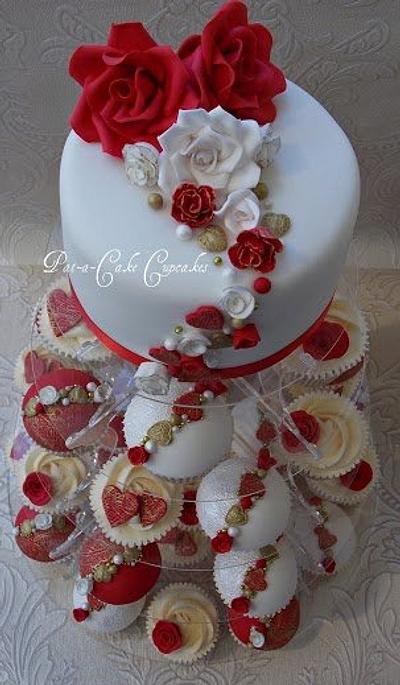 Red and white Roses Wedding Tower - Cake by Pat