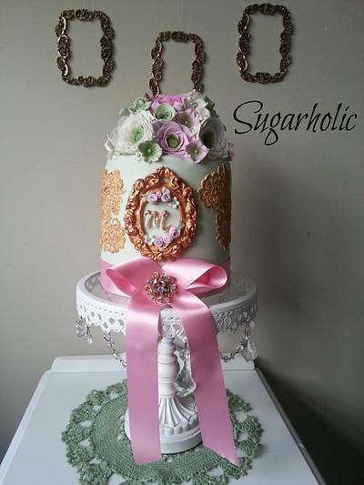 Vintage Gold Lace Cake  - Cake by Sugarholic