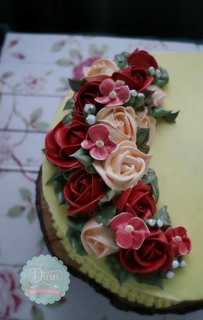 White meringue cake flower cream - Cake by Dian flower clay -cake design