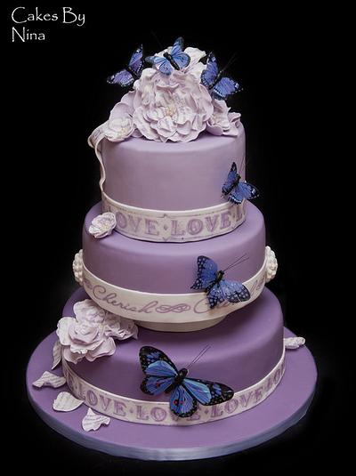 Purple Love and Butterflies - Cake by Cakes by Nina Camberley