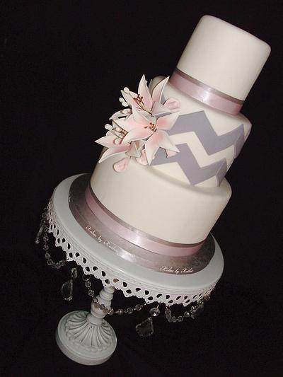 Pink and Grey Chevron - Cake by kathie