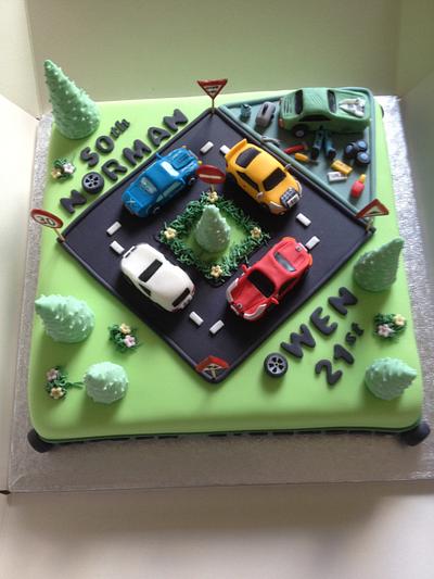 Sports cars/Road/Mechanic cake? - Cake by Julie Anderson