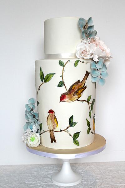 Hand Painted Birds  - Cake by Rosewood Cakes
