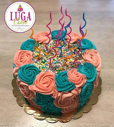Rosettes & Confetti cake - Cake by Luga Cakes
