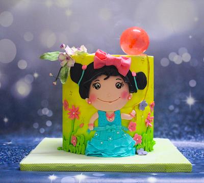 Little girl with balloon - Cake by toppings