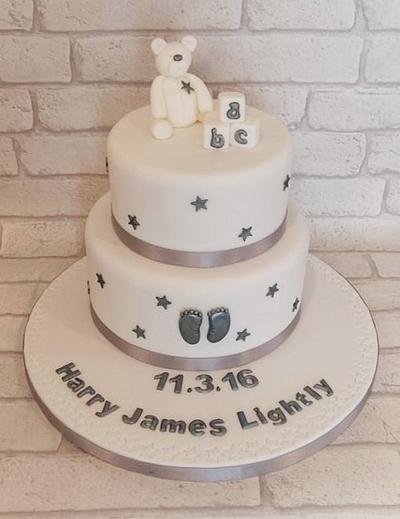 White and silver christening cake - Cake by Baked by Lisa