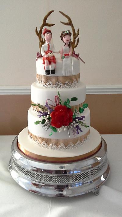 Scottish and hessian  wedding cake  - Cake by milkmade