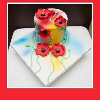 Red Poppy Cake - Cake by DesignableDreams