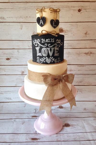 Chalk board hanging hearts  - Cake by Lindsays Cupcakes 