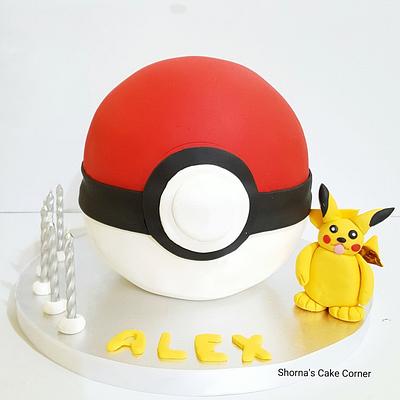 A Pokemon Go ball  Cake  - Cake by Shorna's Cake Corner