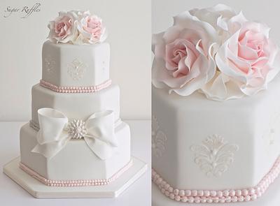 Pink Pearl Wedding Cake - Cake by Sugar Ruffles