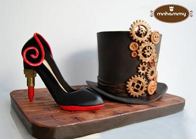 steampunk hat and exuberant shoe - Cake by Mnhammy by Sofia Salvador