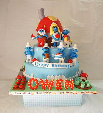 The Smurfs 1st Birthday - Cake by funni