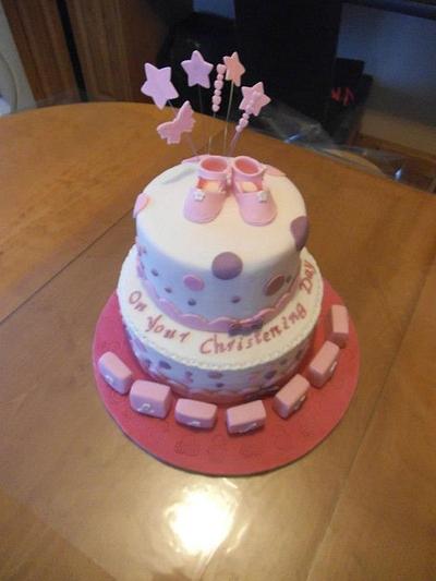 Polka Dot Christening Cake  - Cake by Lisa sweeney 