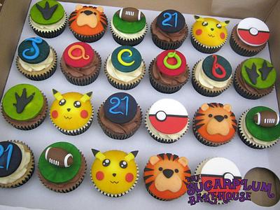 21st Birthday Cupcakes - Pokemon, Football, Dinosaurs & More! - Cake by Sam Harrison