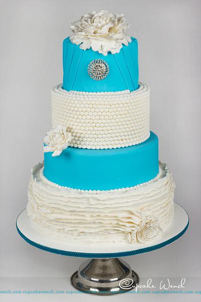 Frill and pearl wedding cake - Cake by Cupcake Wench