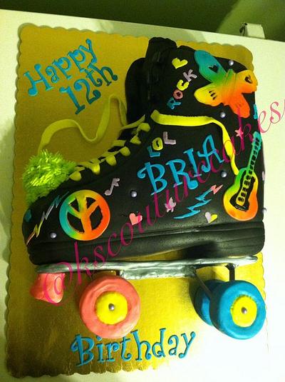 Neon doodle inspired roller skate cake - Cake by K & S Couturecakes