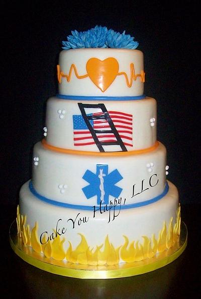 Firefighter/EMS Wedding - Cake by Cheryl