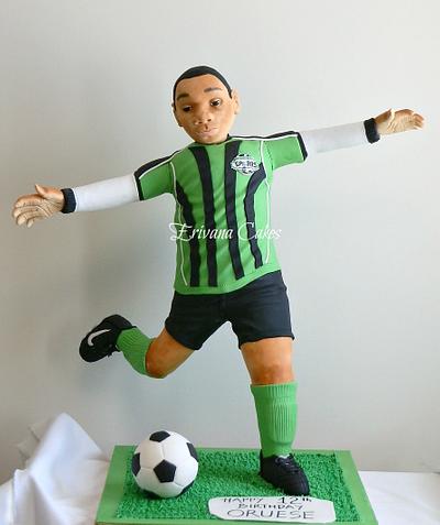 3d Soccer Player Cake 2ft 4" Tall (71cm tall) - Cake by erivana