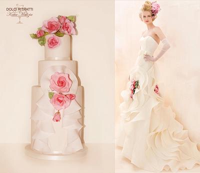 Rose Wedding  ispired dress cake - Cake by Katia Malizia 