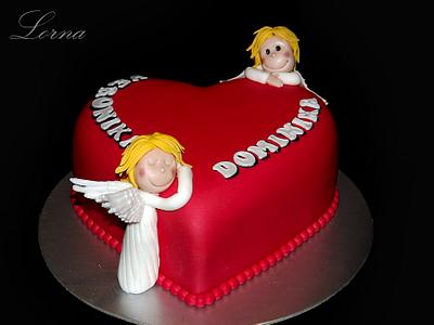 Heart with angels.. - Cake by Lorna