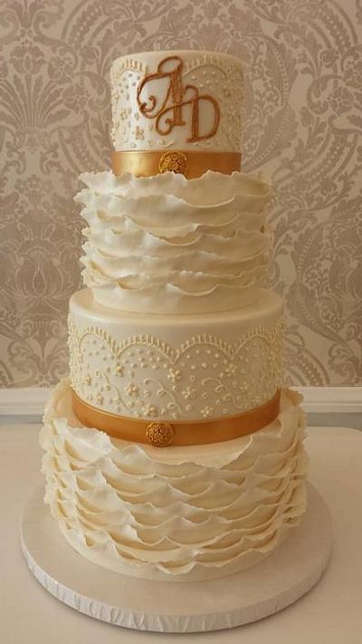 Ruffle and Lace Piping - Cake by Ester Siswadi