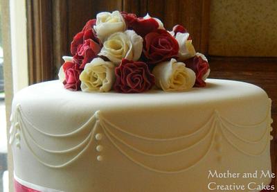 Red and Ivory Wedding - Cake by Mother and Me Creative Cakes
