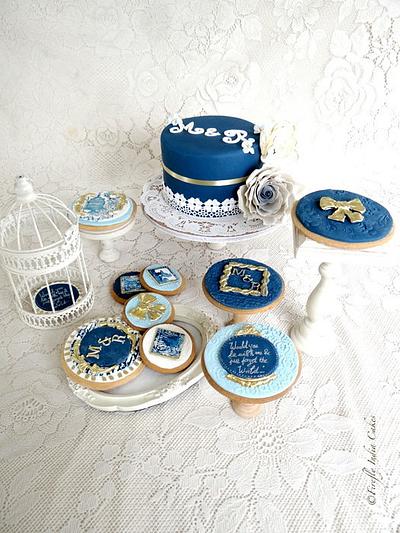Blue & Gold Sweet Set - Cake by Firefly India by Pavani Kaur