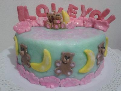 bears between pink clouds and moons - Cake by Hellen