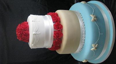 Rose and bows wedding cake - Cake by Novel-T Cakes