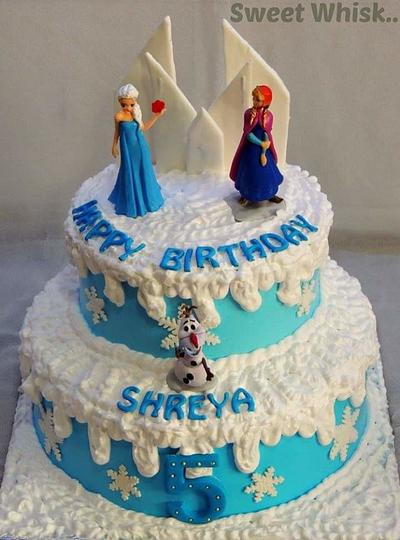 Frozen Theme with Whipped Cream  - Cake by Karen