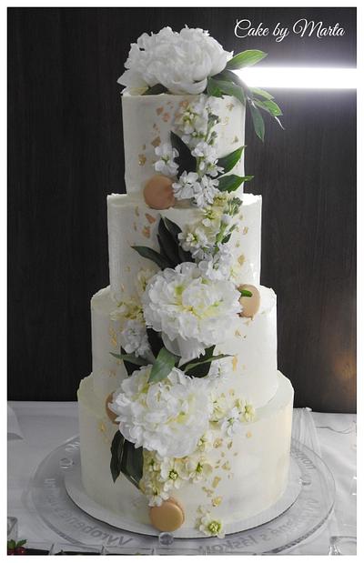 Wedding cake with peonies - Cake by MartaMc