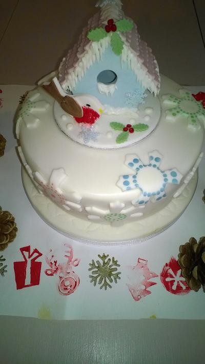 Christmas Birdhouse and Snowflakes - Cake by Combe Cakes