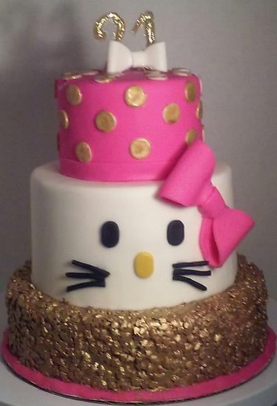 Pink and Gold Sequins Hello Kitty Cake - Cake by givethemcake