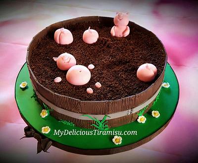Pigs in... Tiramisu Mud :) - Cake by Oksana Krasulya - My Delicious Tiramisu LLC