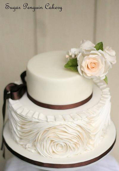 Peach Rose and Ruffles - Cake by Ivone - Sugar Penguin Cakery