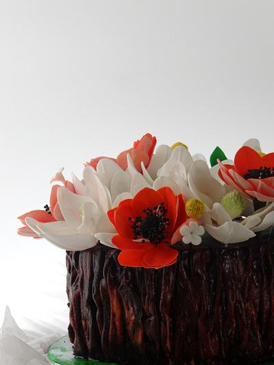 flowers and tree bark - Cake by Diana